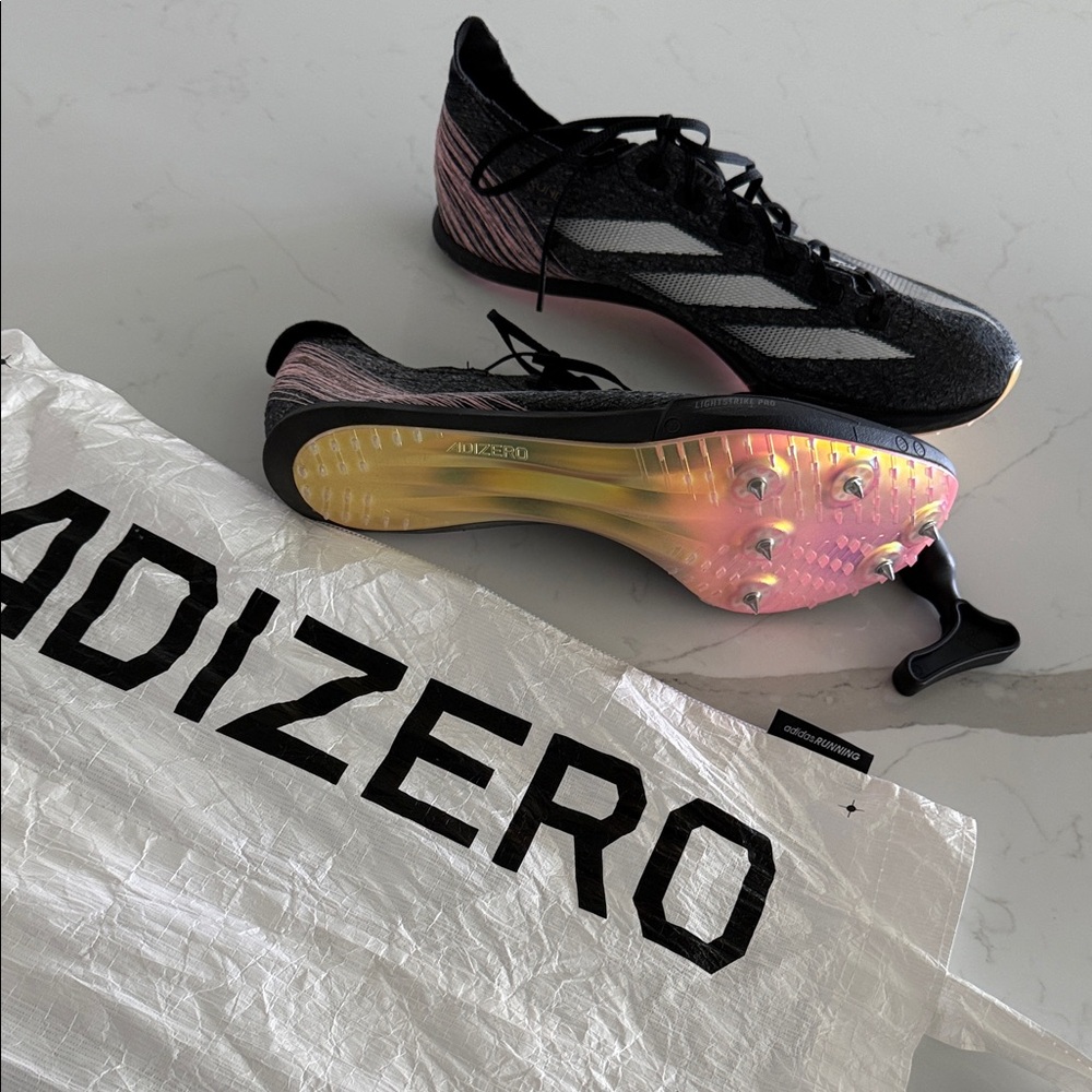 Adidas Women's Black and Pink Sprint Spikes